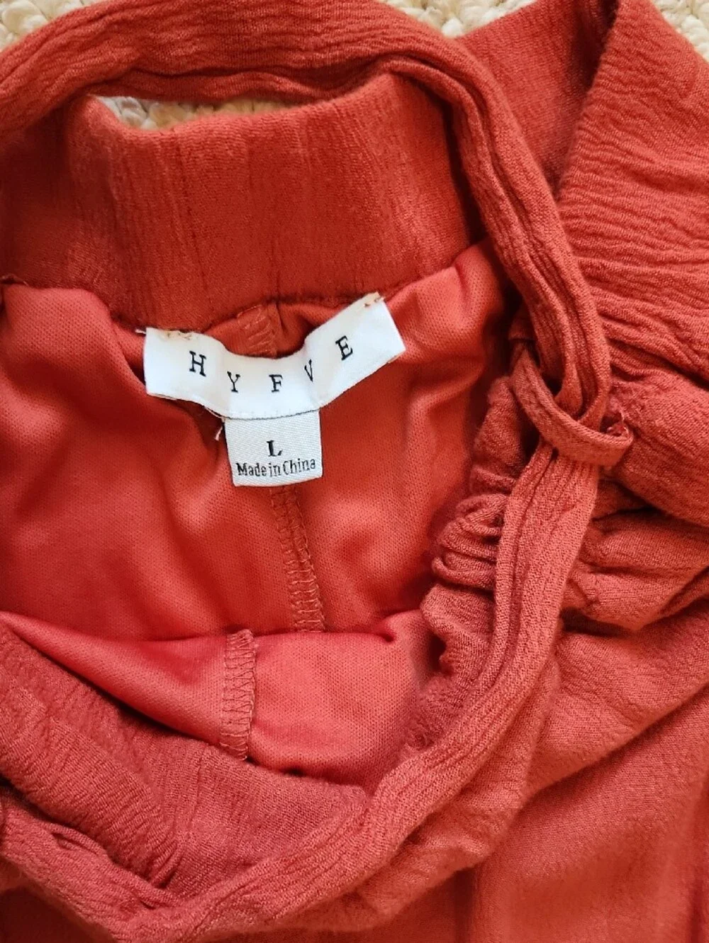 HYFVE Tie-Waist Wide Leg Pants in Rust Red